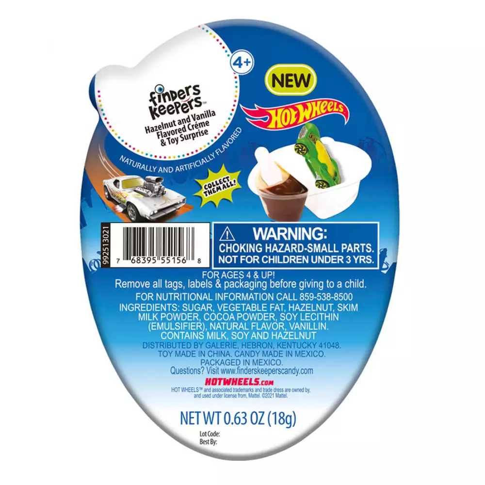 Crema De Avellana Y Vainilla Grezon 18 Gr Con Sorpresa Hot Wheels