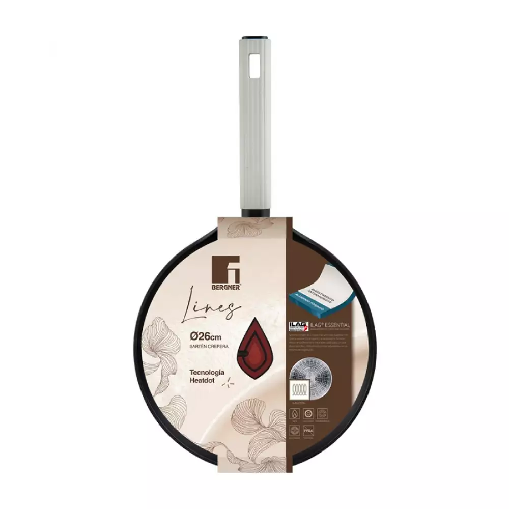 Crepera Bergner Lines 26 Cm Negro Aluminio Forjado Bg35346Bkk