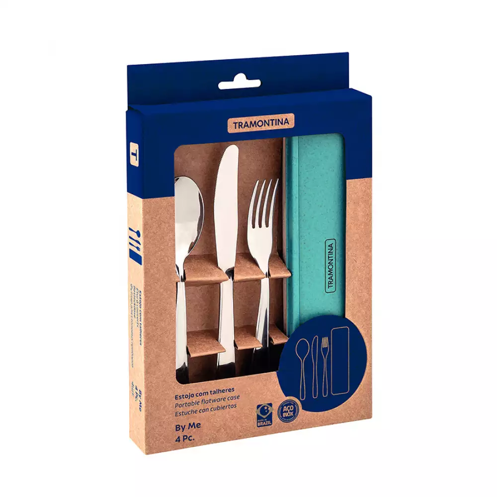 Cubiertos + Estuche Tramontina By Me Verde 4 Pz Acero 6122900