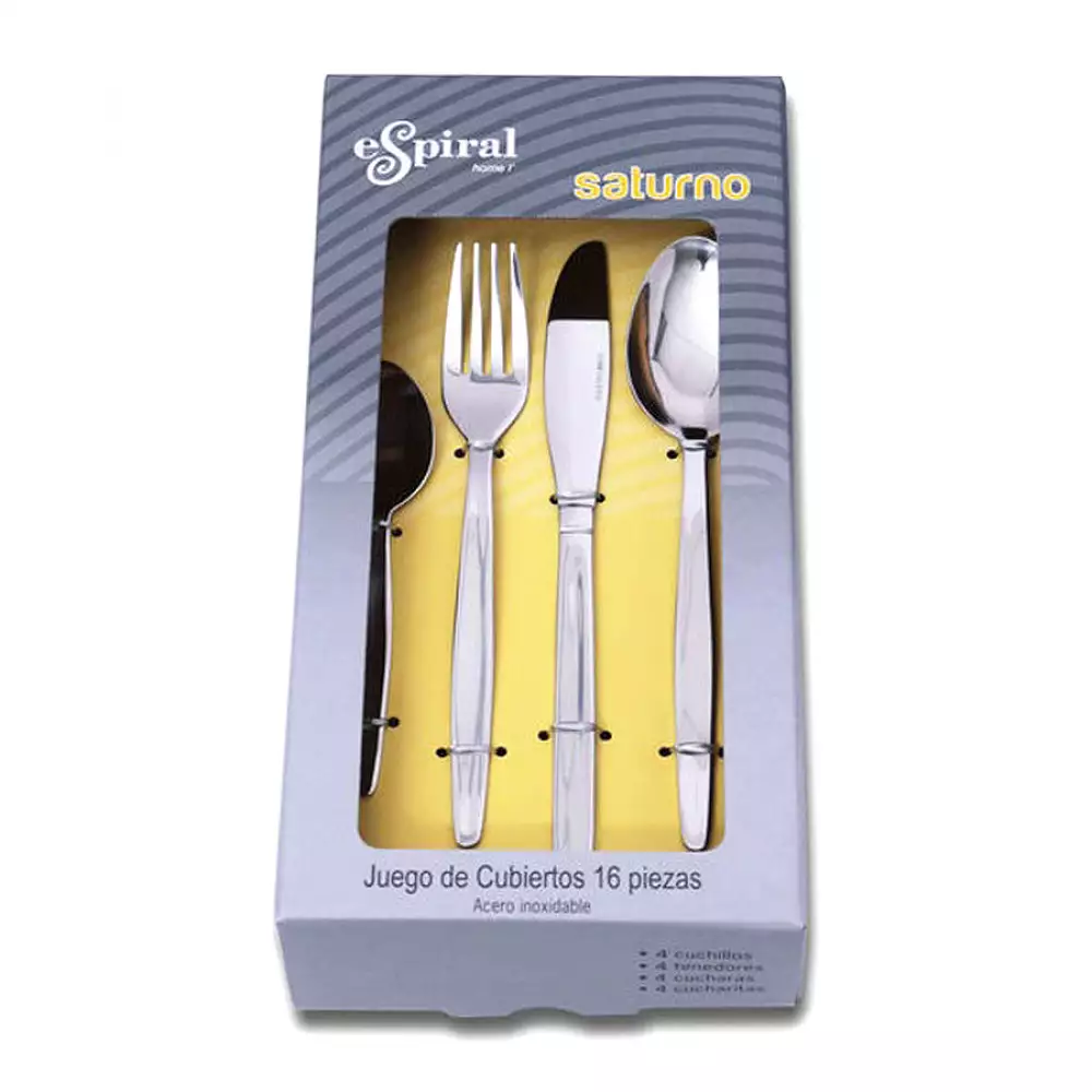 Cubiertos espiral 16pz saturno en acero inoxidable fj3-16pc