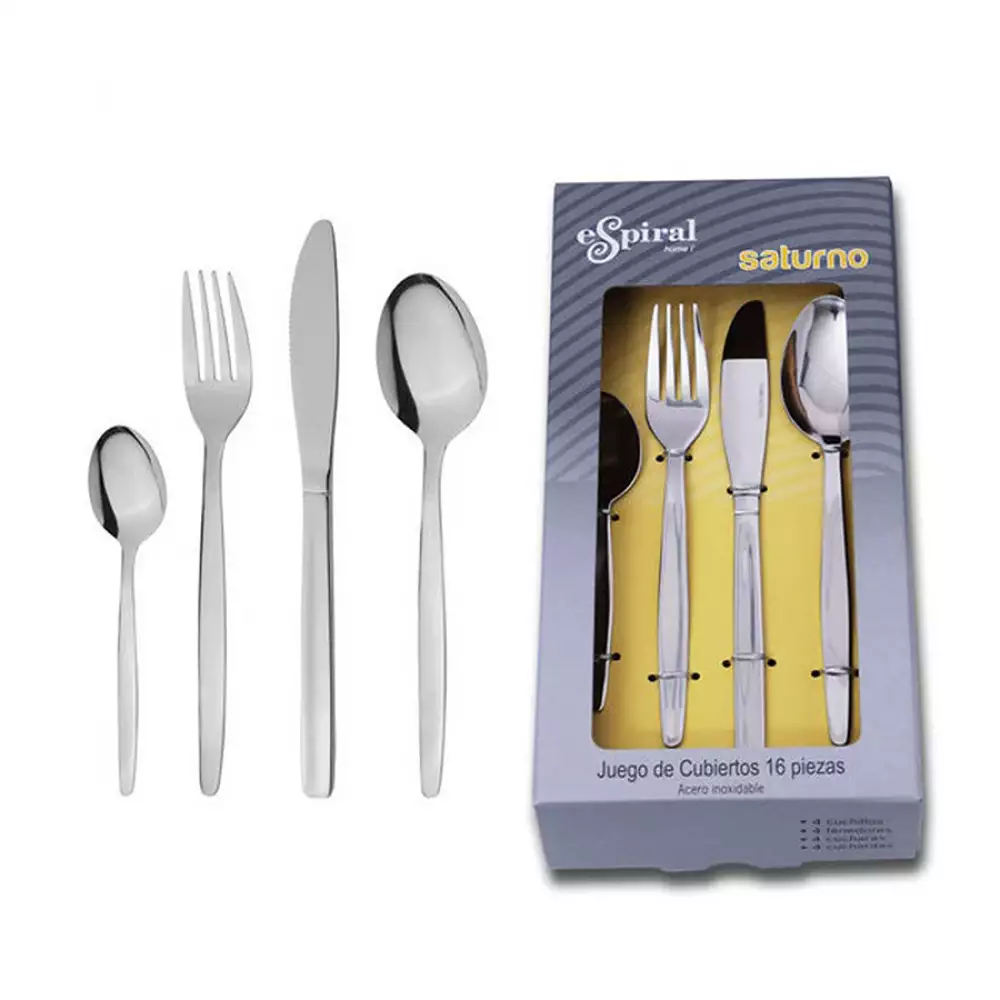 Cubiertos espiral 16pz saturno en acero inoxidable fj3-16pc