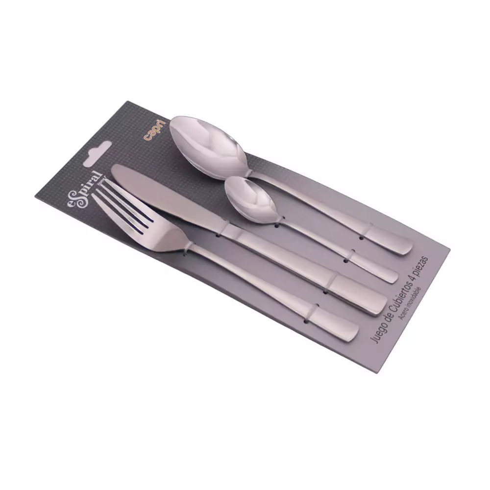 Cubiertos Espiral Capri Plateado 4 Pz Acero Inoxidable Fj247-4