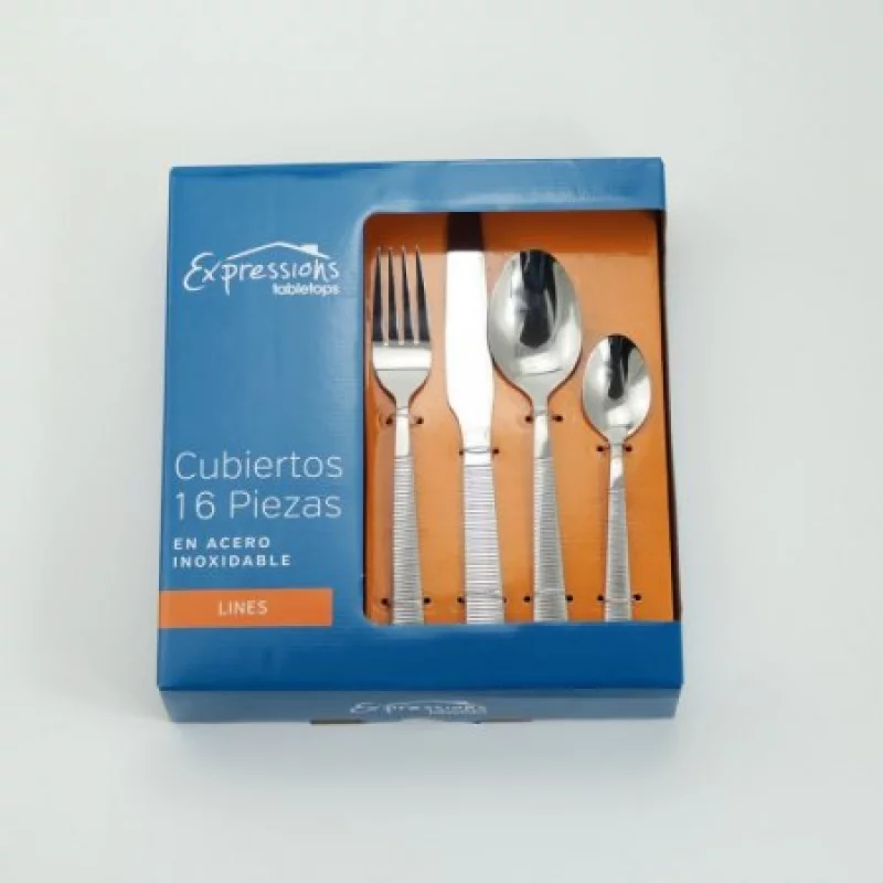 Cubiertos Expressions 16Pz Lines En Acero Inoxidable