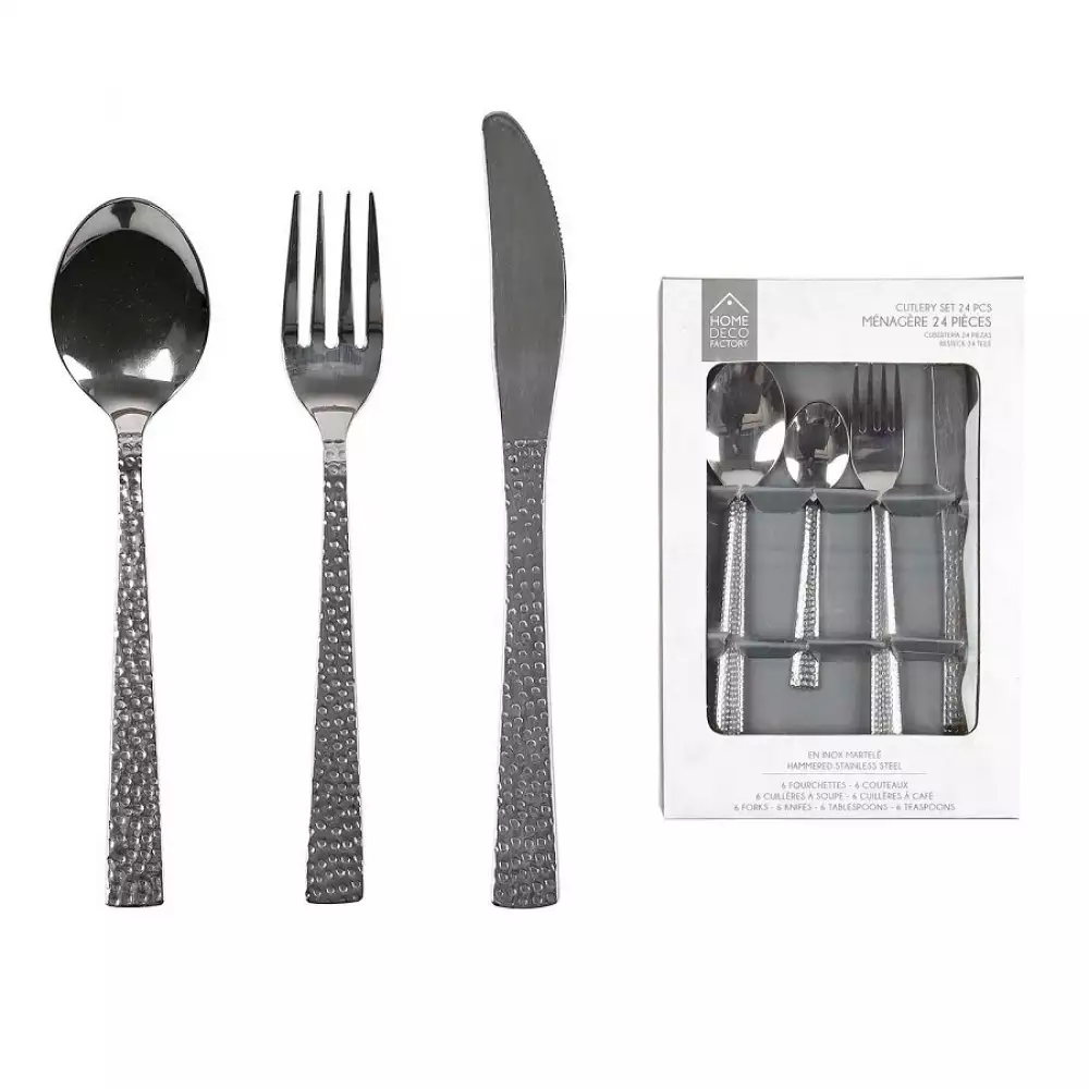 Cubiertos Home Deco Factory Plateado 24 Pz Acero