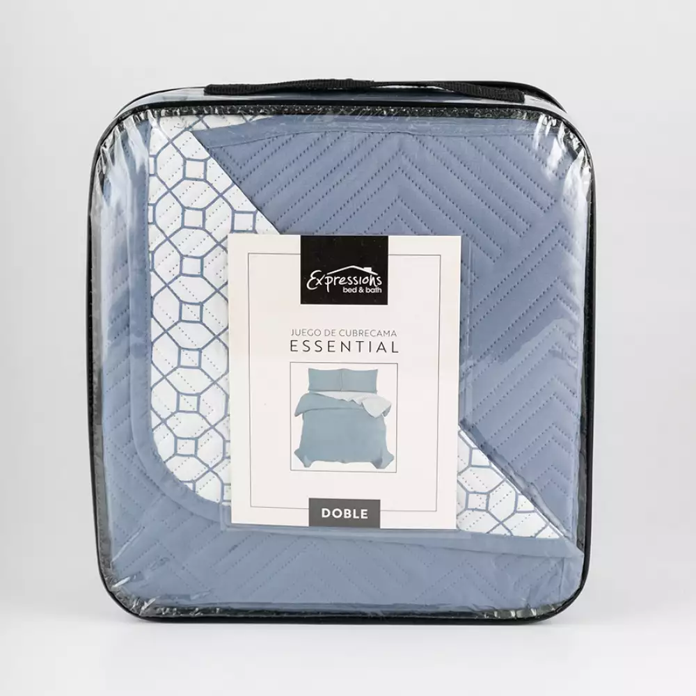Cubre Cama Expressions Basic Doble Azul 100% Poliester Qsfmsblbs9