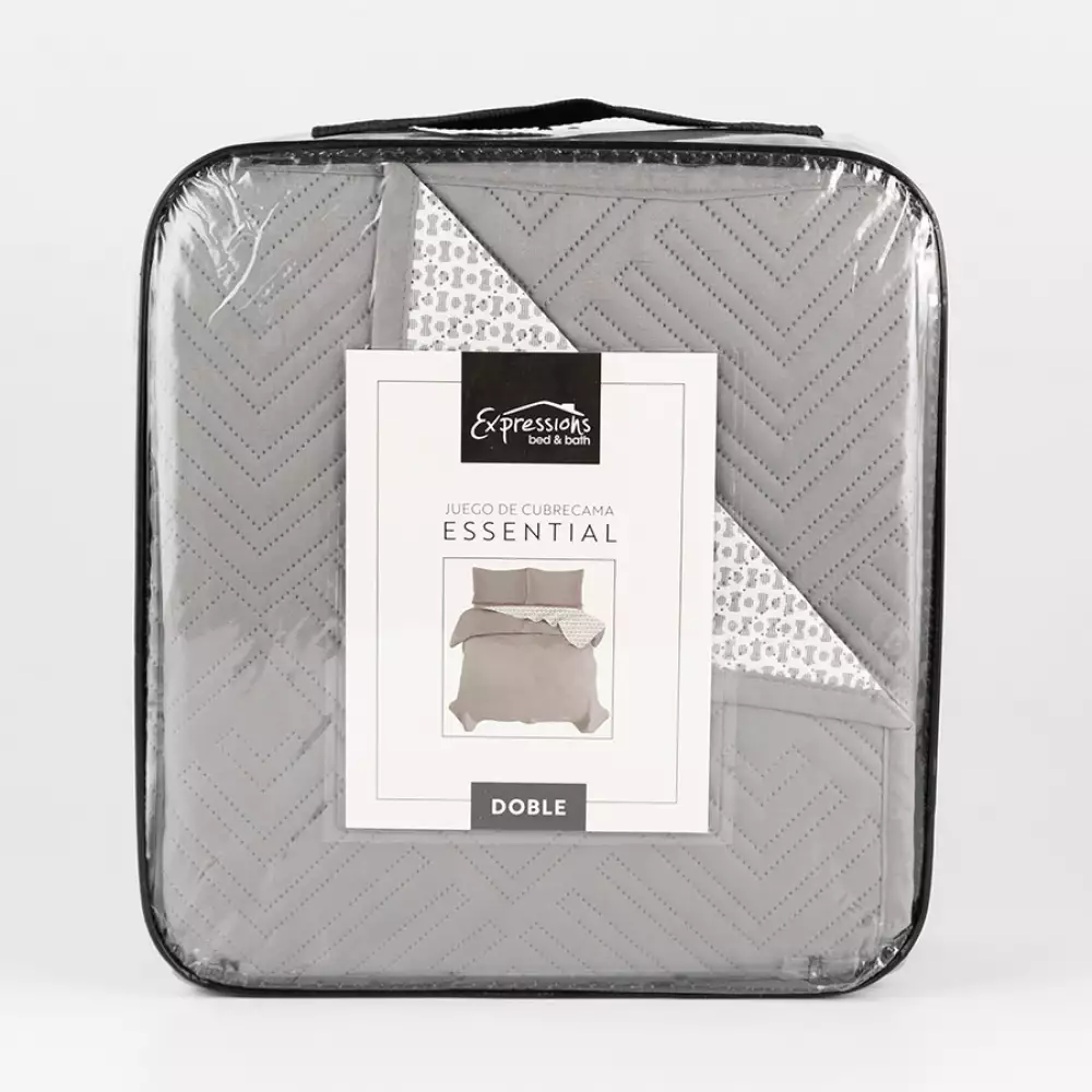 Cubre Cama Expressions Basic Doble Gris 100% Poliester Qsfmugrbs1