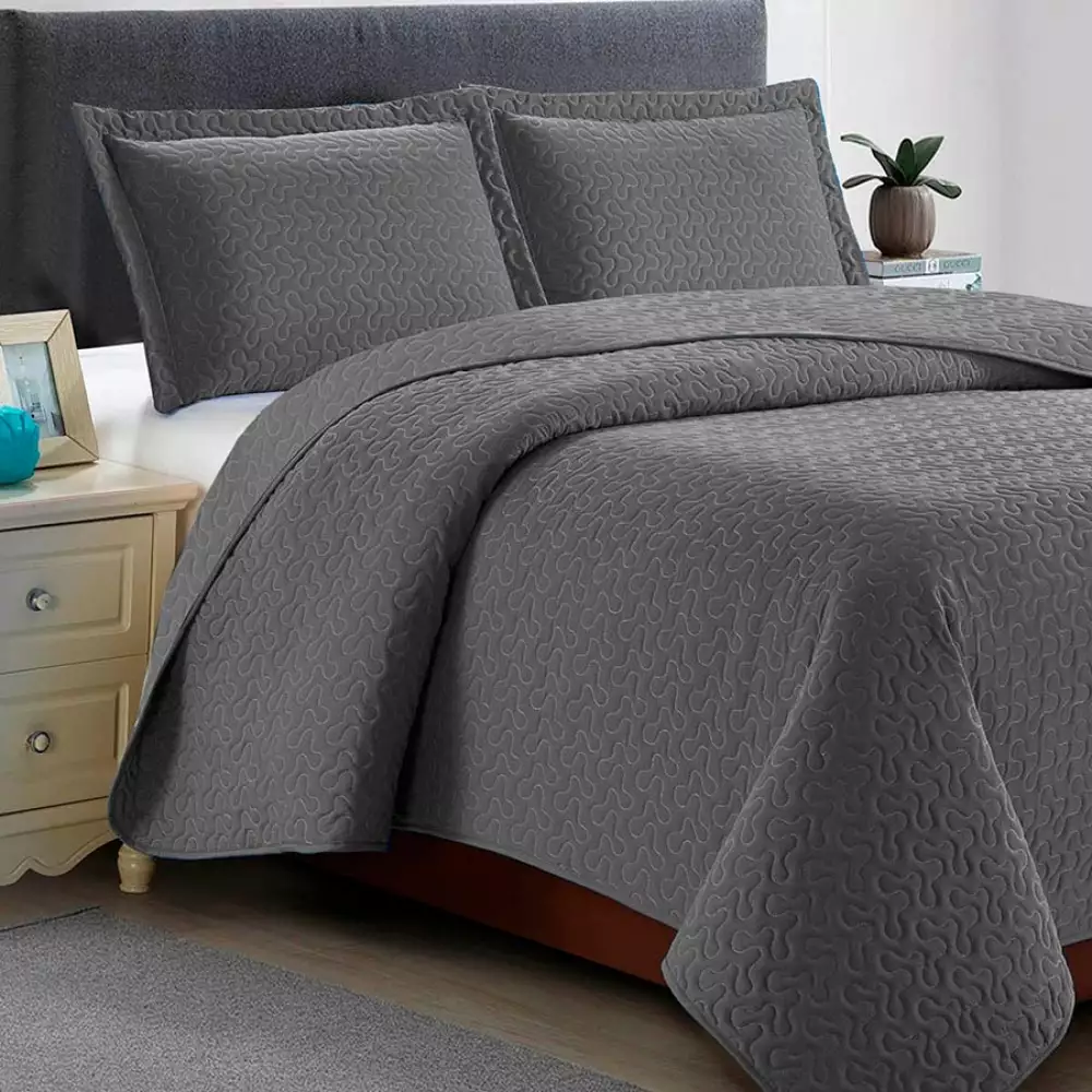 Cubrecama Distrihogar Pt17878-E10744 280X235Cm King Gris 100%
