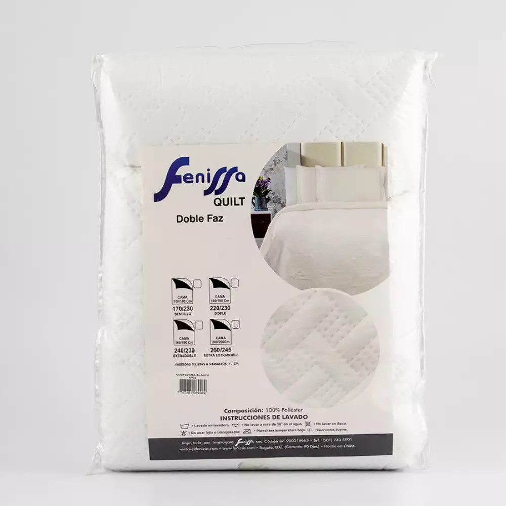 Cubrecama Fenissa   King  Blanco  100% Microfibra