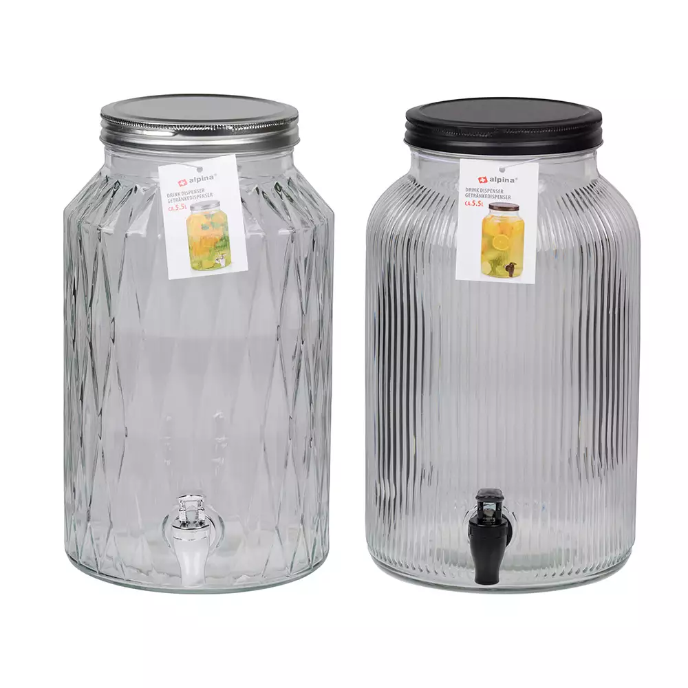 Dispensador Alpina Transparente 5500 Ml Vidrio 871125250246