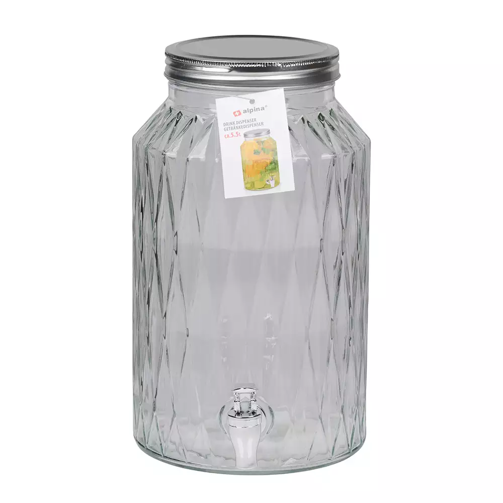 Dispensador Alpina Transparente 5500 Ml Vidrio 871125250246
