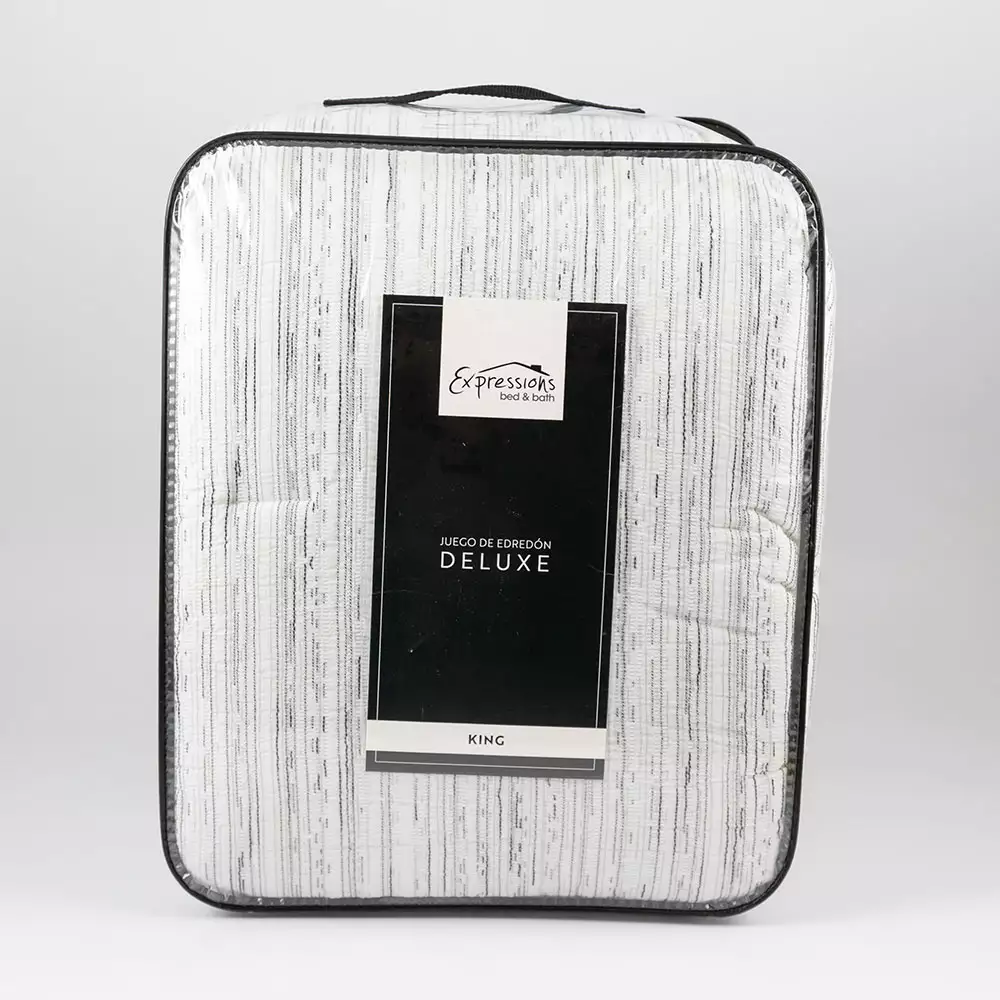 Edredon Expressions King 200X200Cm Gris Blanco Poliester