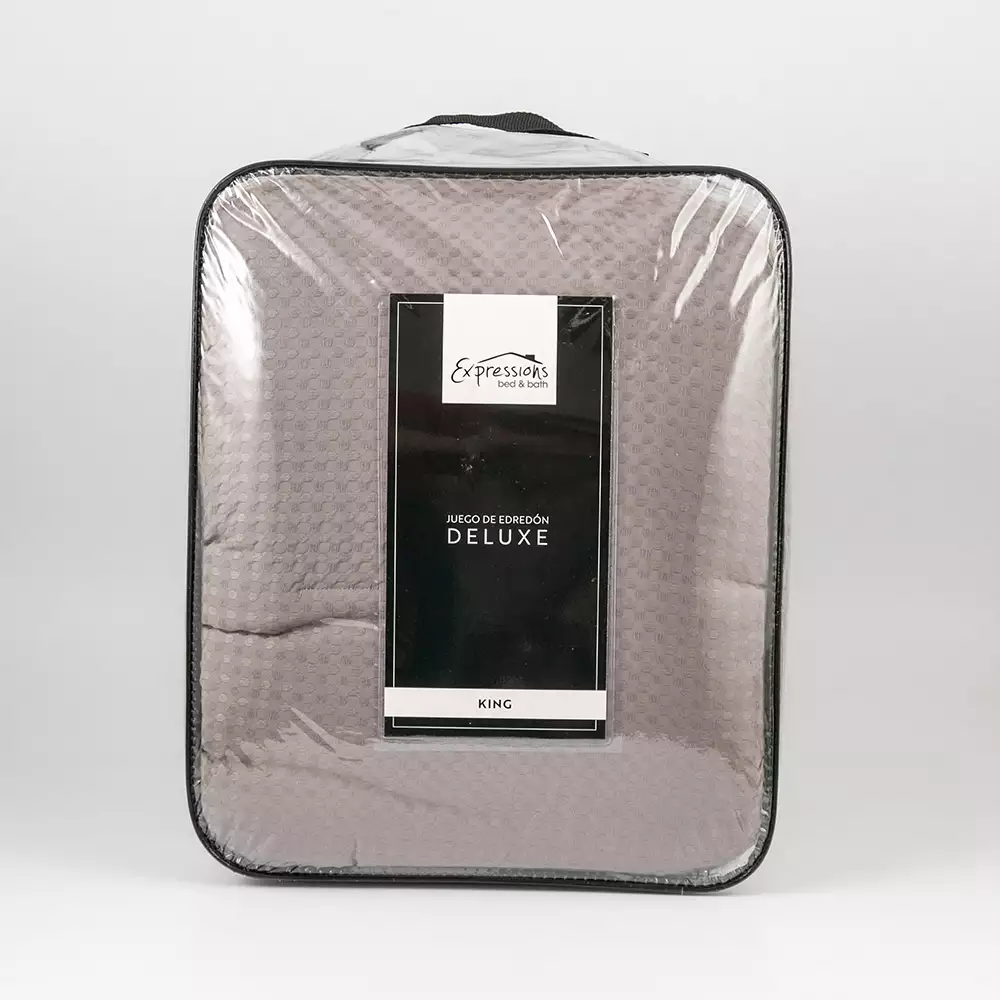 Edredon Expressions King 200X200Cm Gris Oscuro Poliester