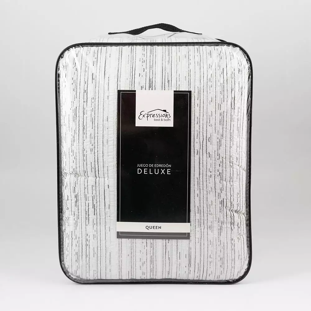 Edredon Expressions Queen 190X160Cm Gris Blanco Poliester