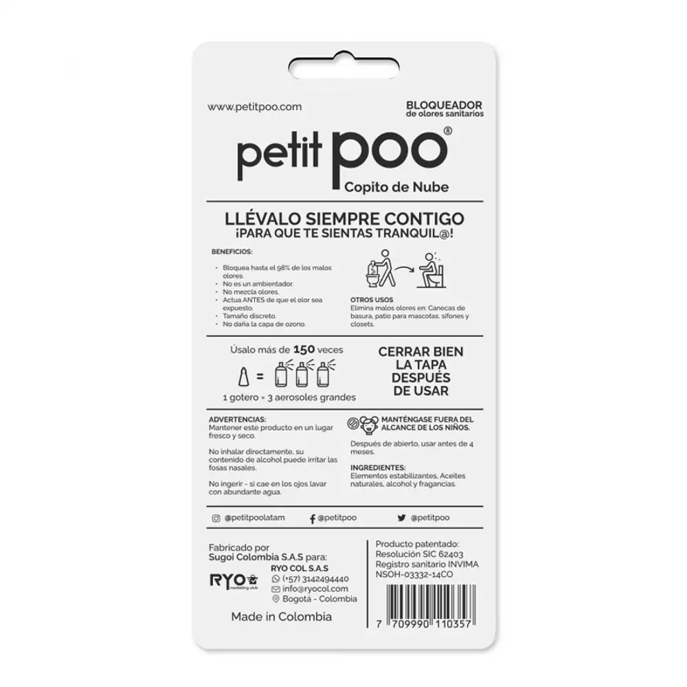 Eliminador Olores Petti Pop Ppcn Copito De Nube 14 Ml
