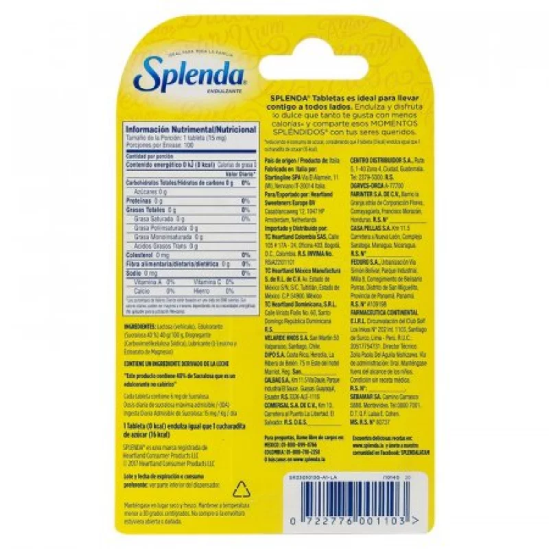 Endulzante Splenda Tabletas 1.5 Gr 15703
