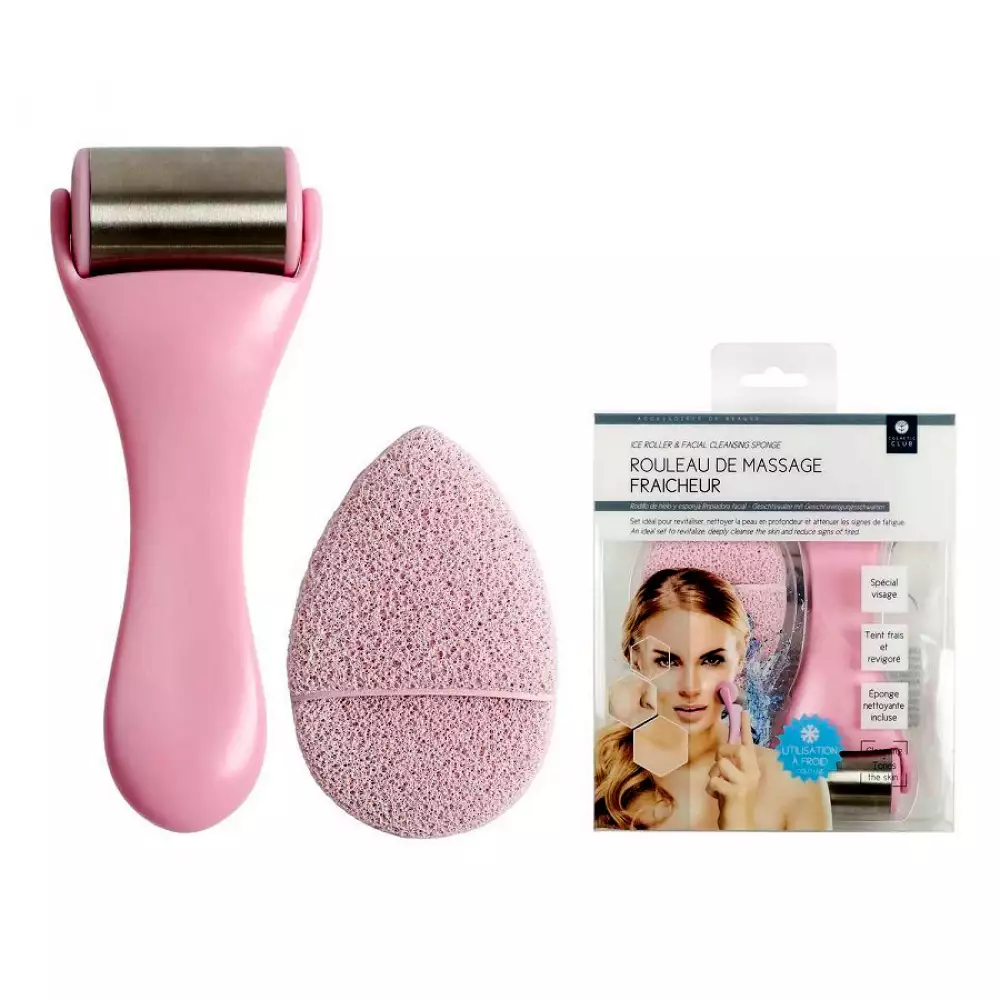 Esponja cosmetic club limpieza facial + masajeador de hielo rosa sc29469