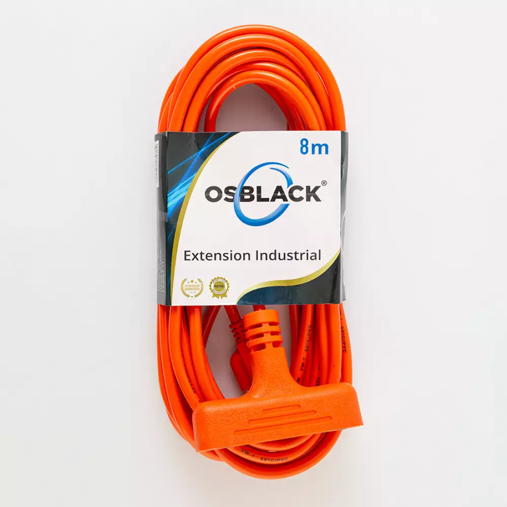 Extension Osblack 8Mt Encauchetada 3 Salidas