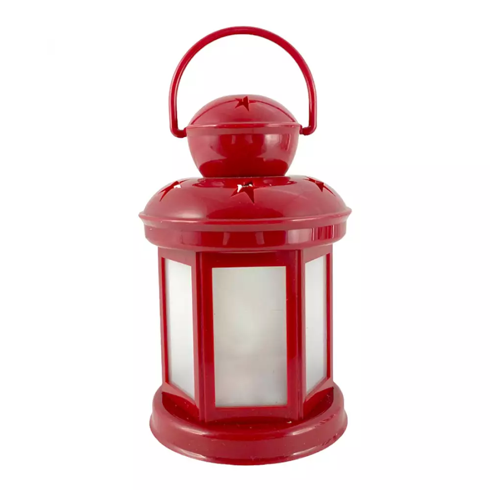 Farol navideño con luz Santin 10X18Cm Rojo