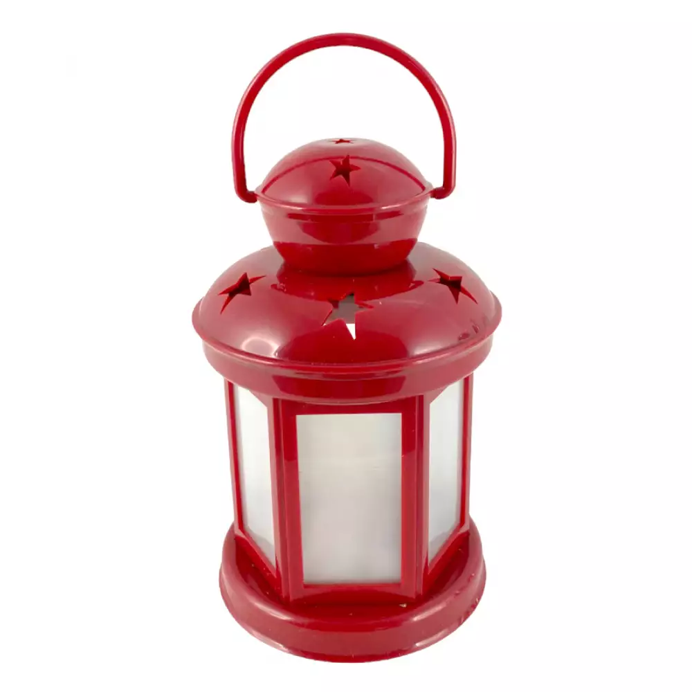Farol navideño con luz Santin 10X18Cm Rojo