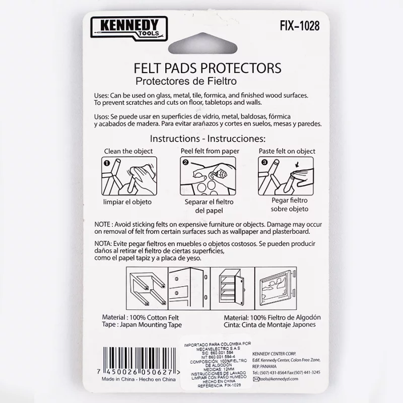 Fieltro Protector Kennedy Tools Fix-1028 Negro Redondo X9 Unidades