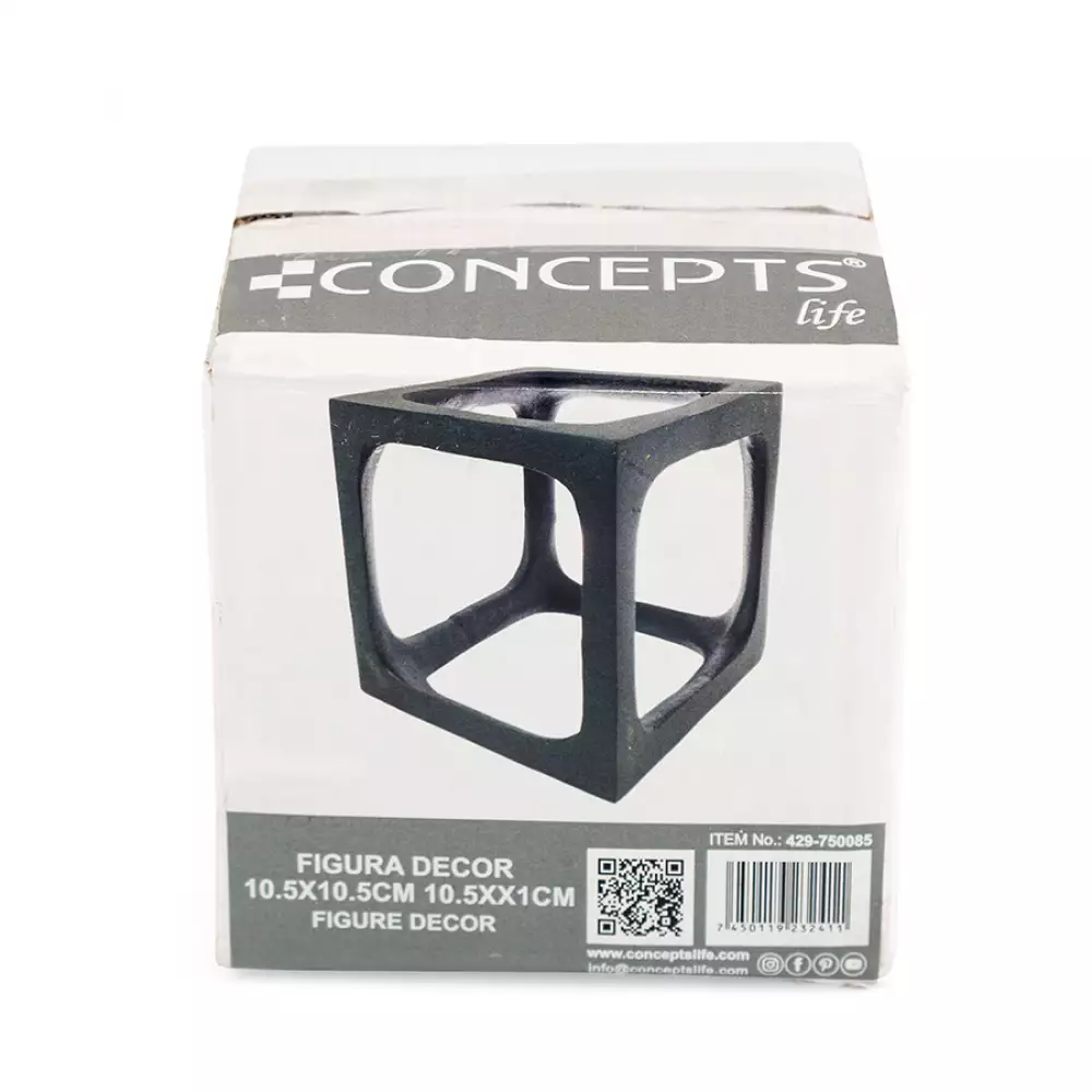Figura decorativas concepts eclectic 10x10cm negro aluminio