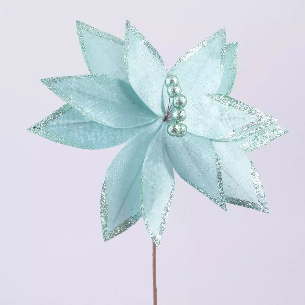 Flor Miro Christmas Poinsettia 27Cm Azul Tela 831-Amx006-2423X