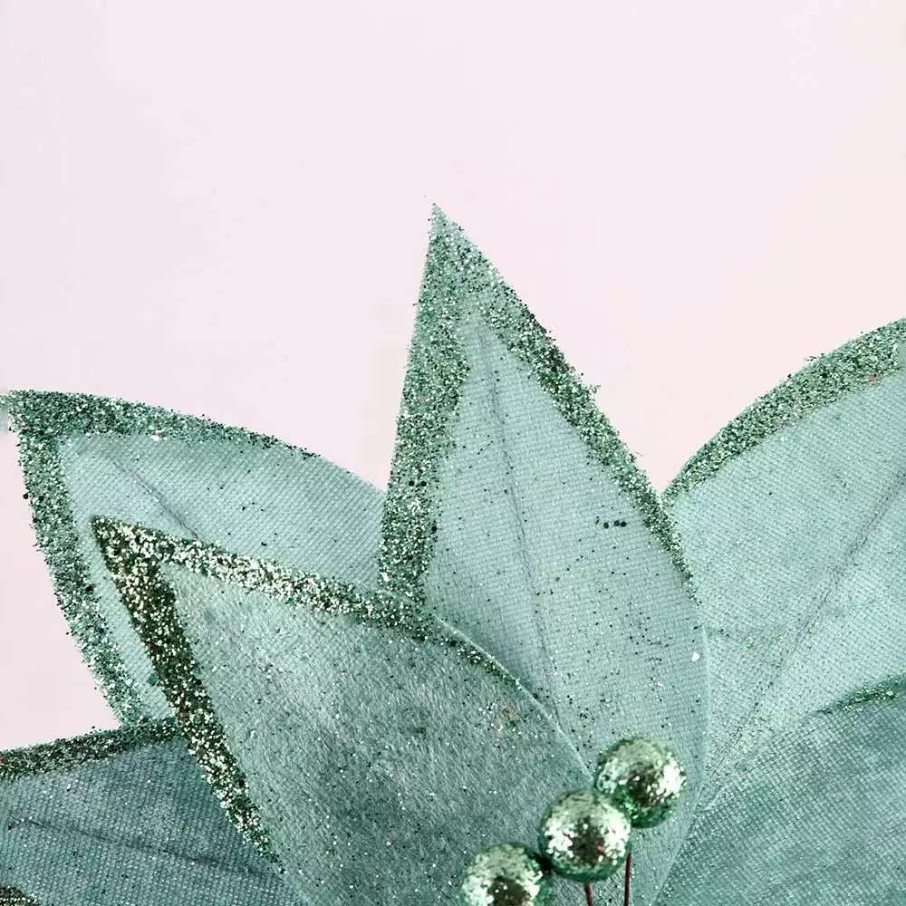 Flor Miro Christmas Poinsettia 27Cm Azul Tela 831-Amx006-2423X