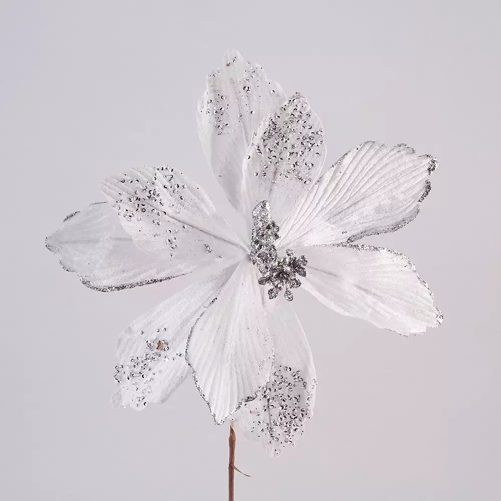 Flor Miro Christmas Poinsettia 28Cm Blanco Poliester 831-Amx006-