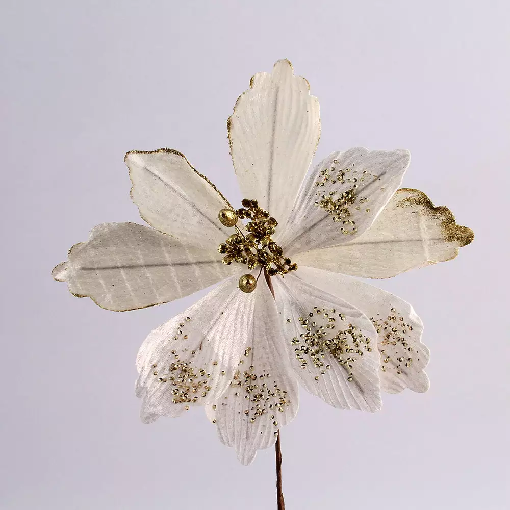 Flor Miro Christmas Poinsettia 28Cm Crema Poliester 831-Amx006-2