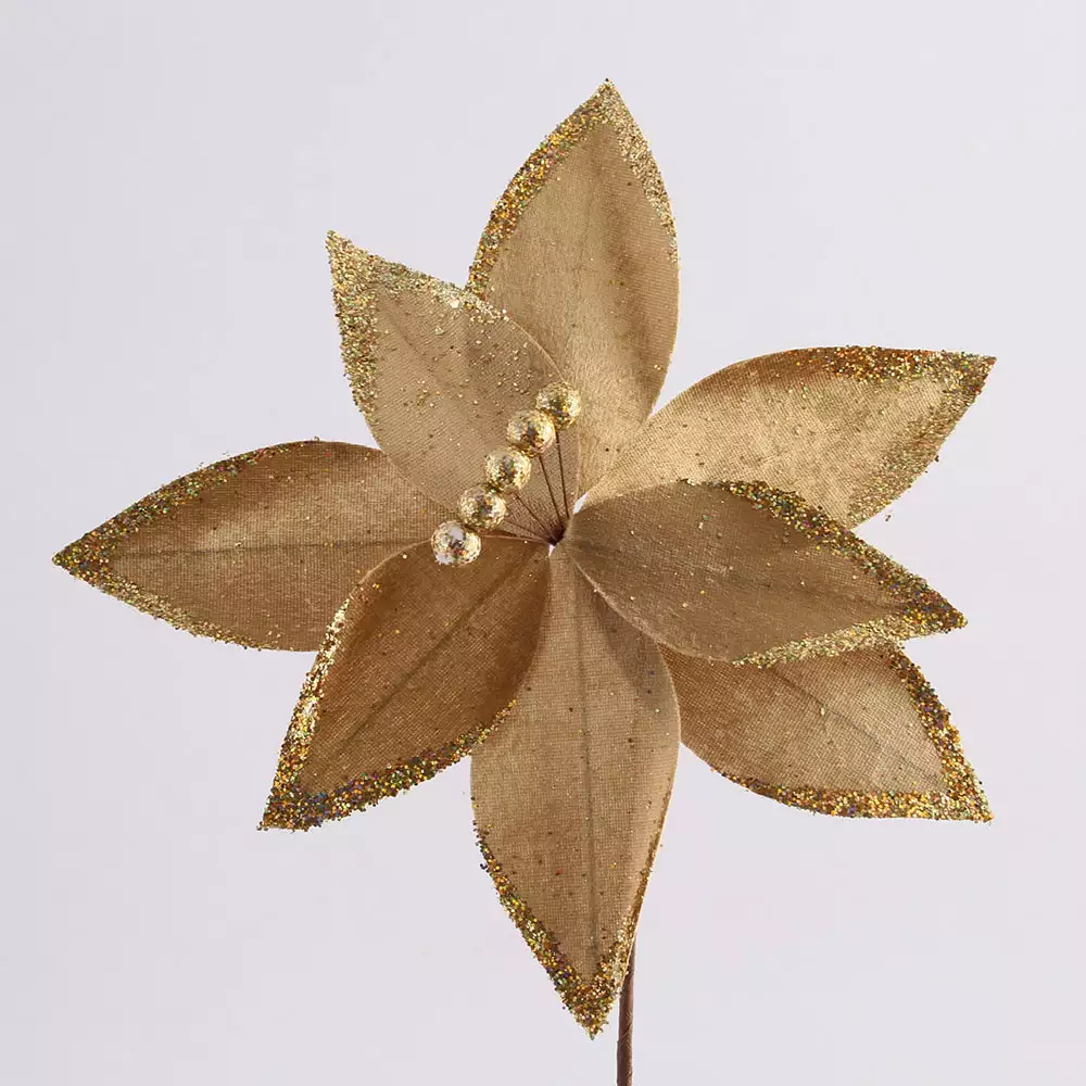 Flor Miro Christmas Poinsettia 28Cm Dorado Poliester 831-Amx006-