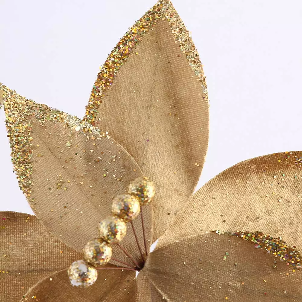 Flor Miro Christmas Poinsettia 28Cm Dorado Poliester 831-Amx006-