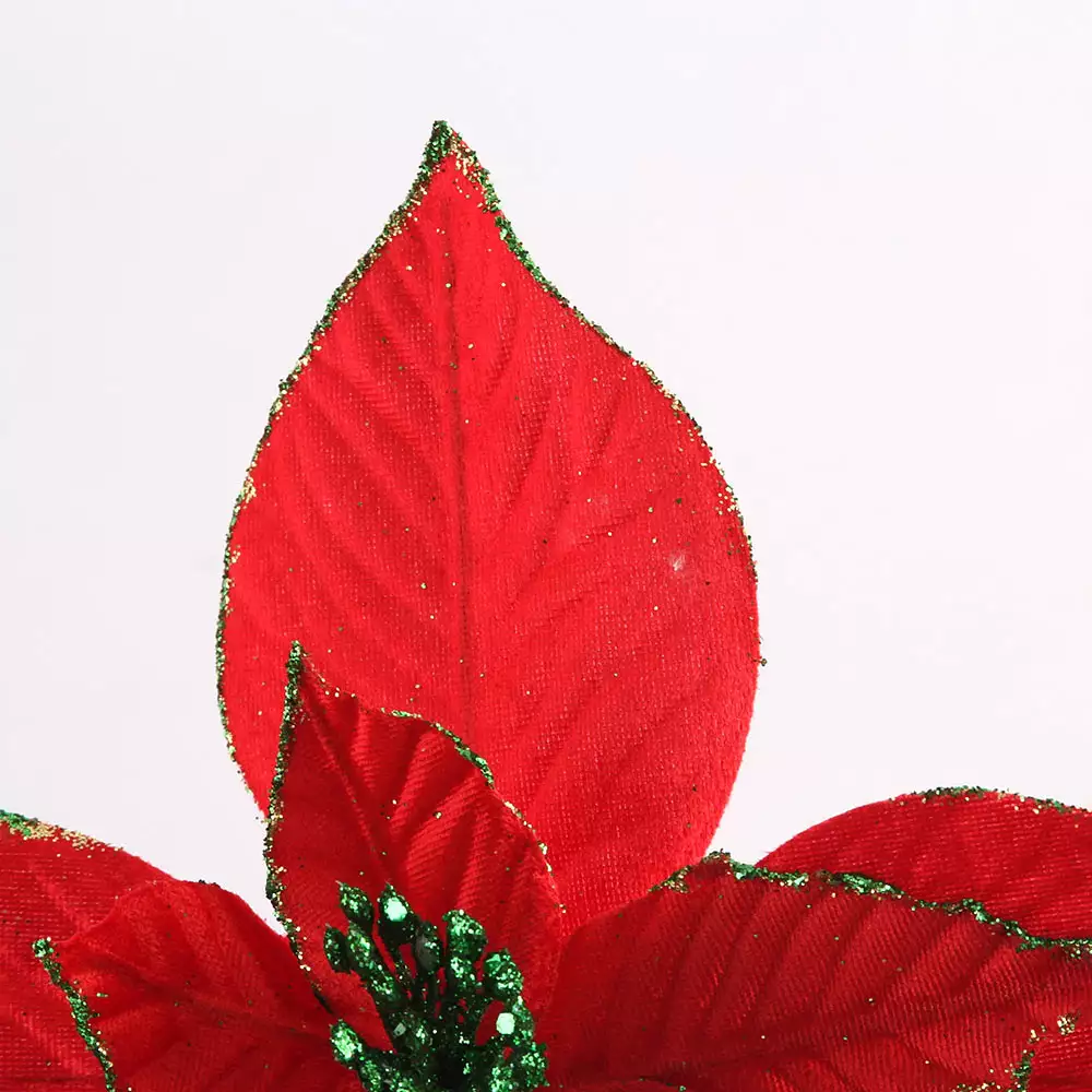 Flor Miro Christmas Poinsettia 30Cm Rojo Verde Tela 831-Amx044-2