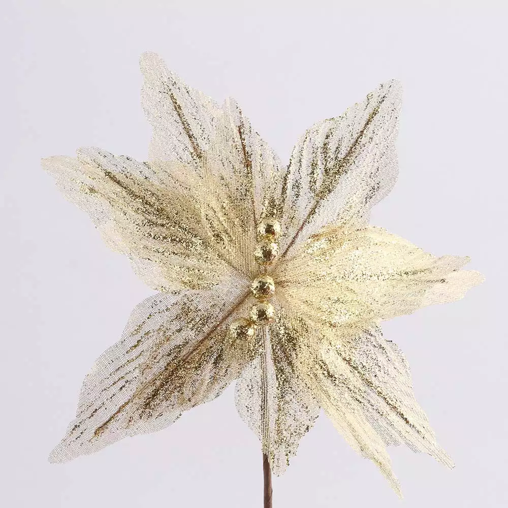 Flor Miro Christmas Poinsettia 32Cm Dorado Poliester 831-Amx001-