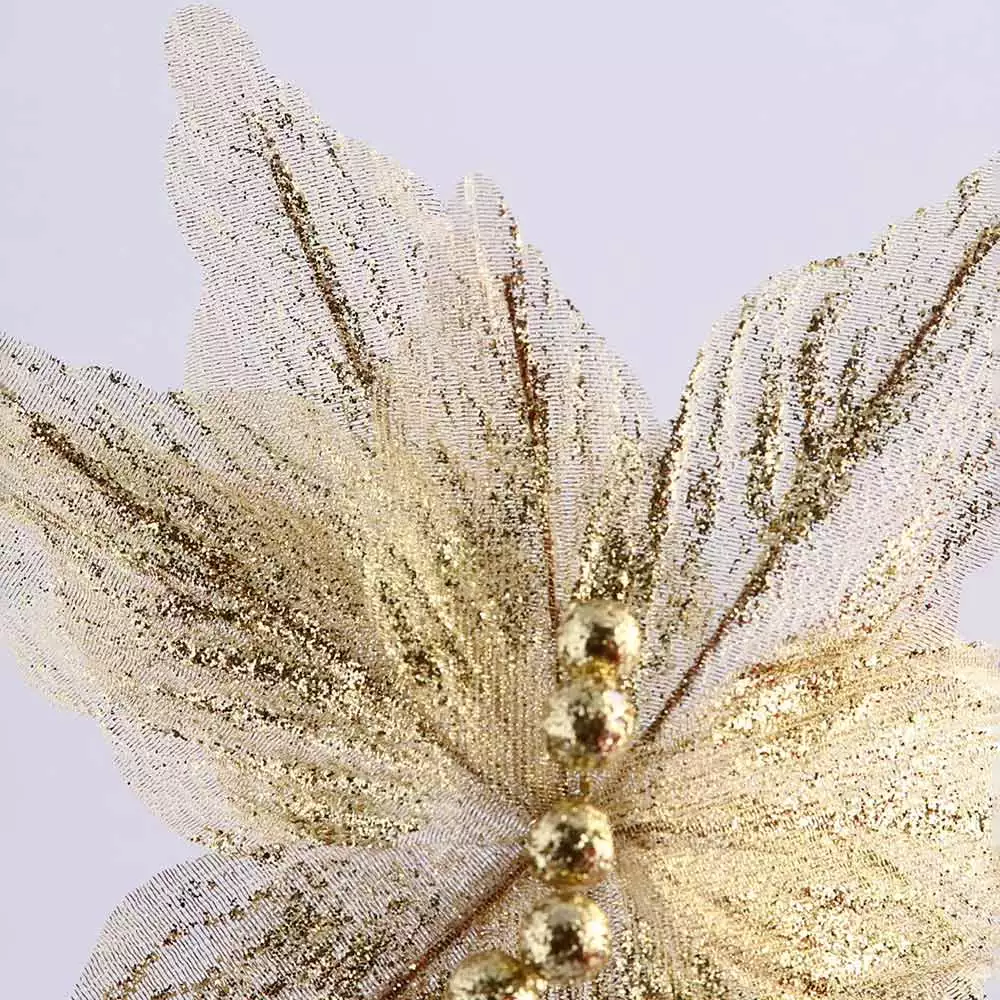 Flor Miro Christmas Poinsettia 32Cm Dorado Poliester 831-Amx001-