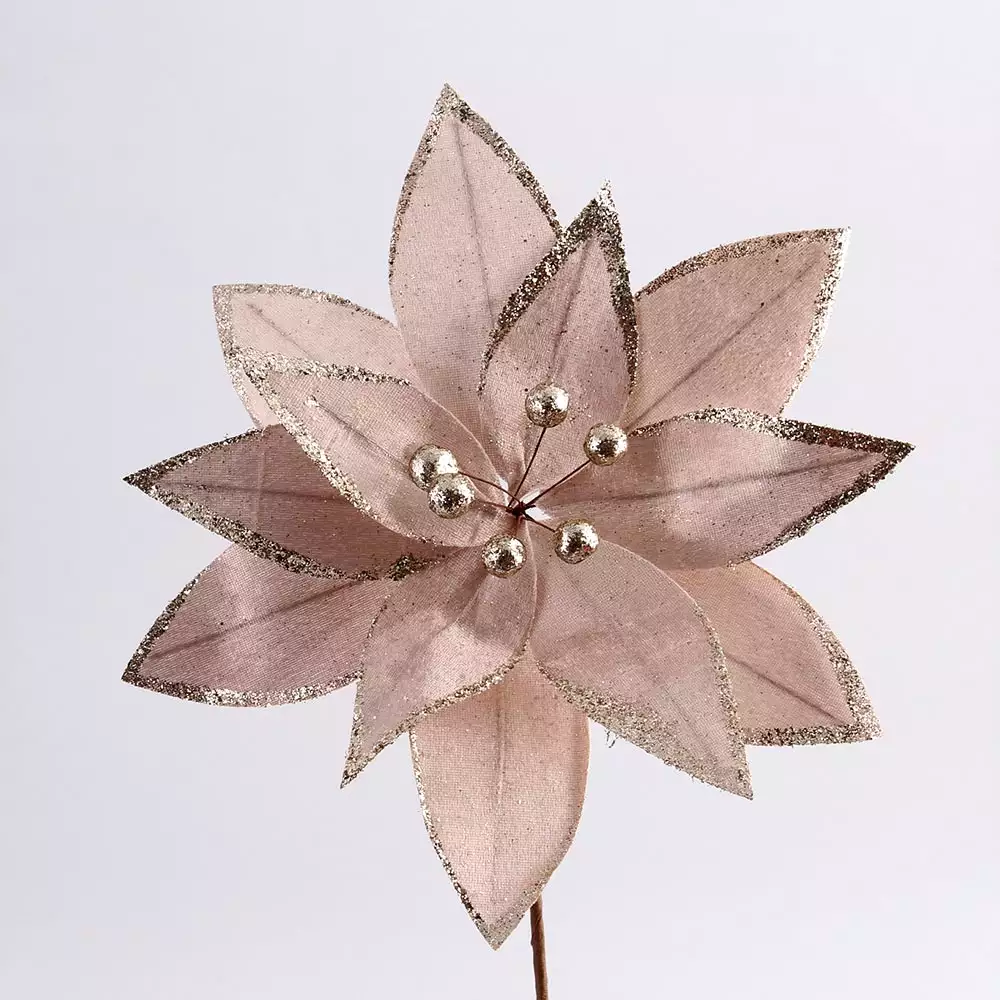 Flor Miro Christmas Poinsettia 40Cm Champagne Poliester 831-Amx0