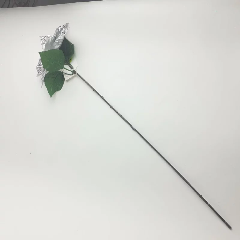 Flor navideña 72x23cm plateado