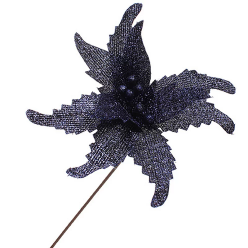 Flor navideña ponsetia 50cm azul