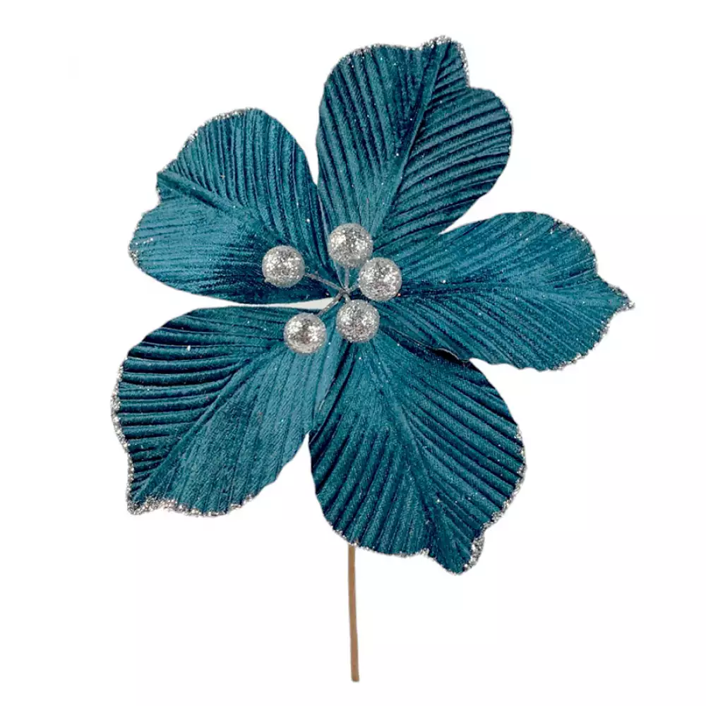 Flor Navideña Santini 20X25Cm Azul