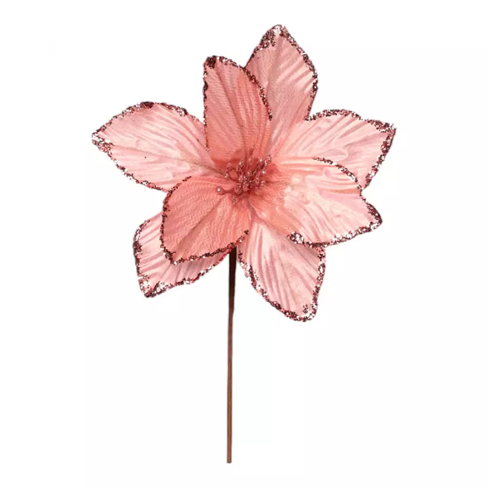 Flor Santini Poinsettia 25Cm Rose Gold Poliester 140-2501578