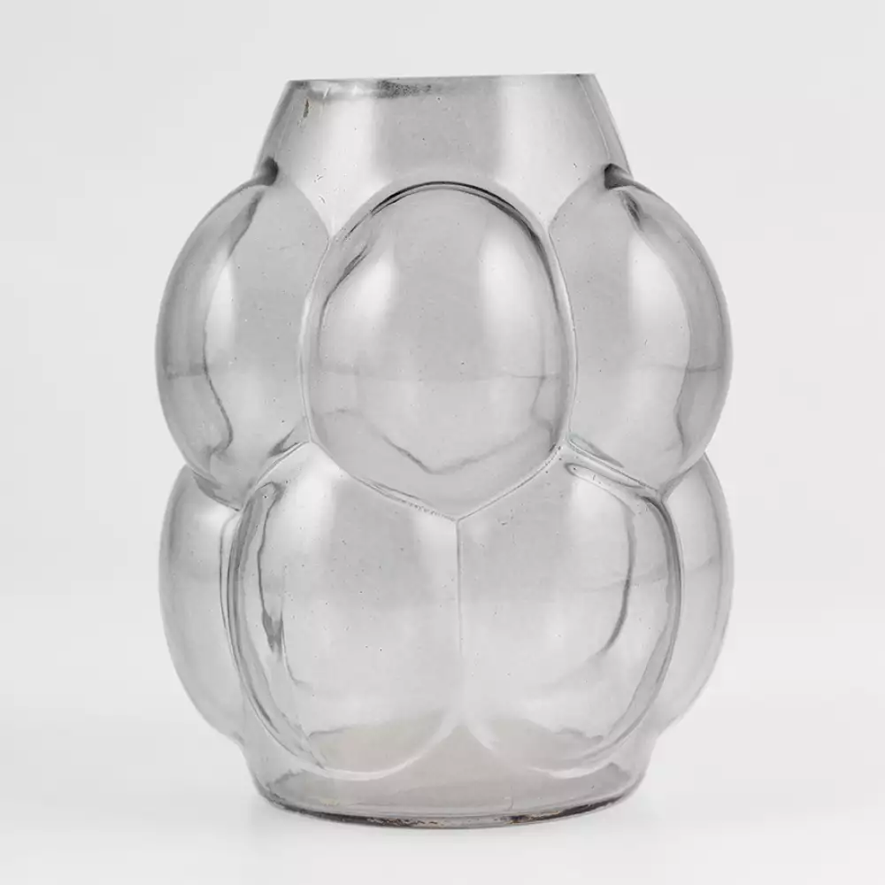 Florero concepts eclectic 14x16cm gris vidrio 455-35977
