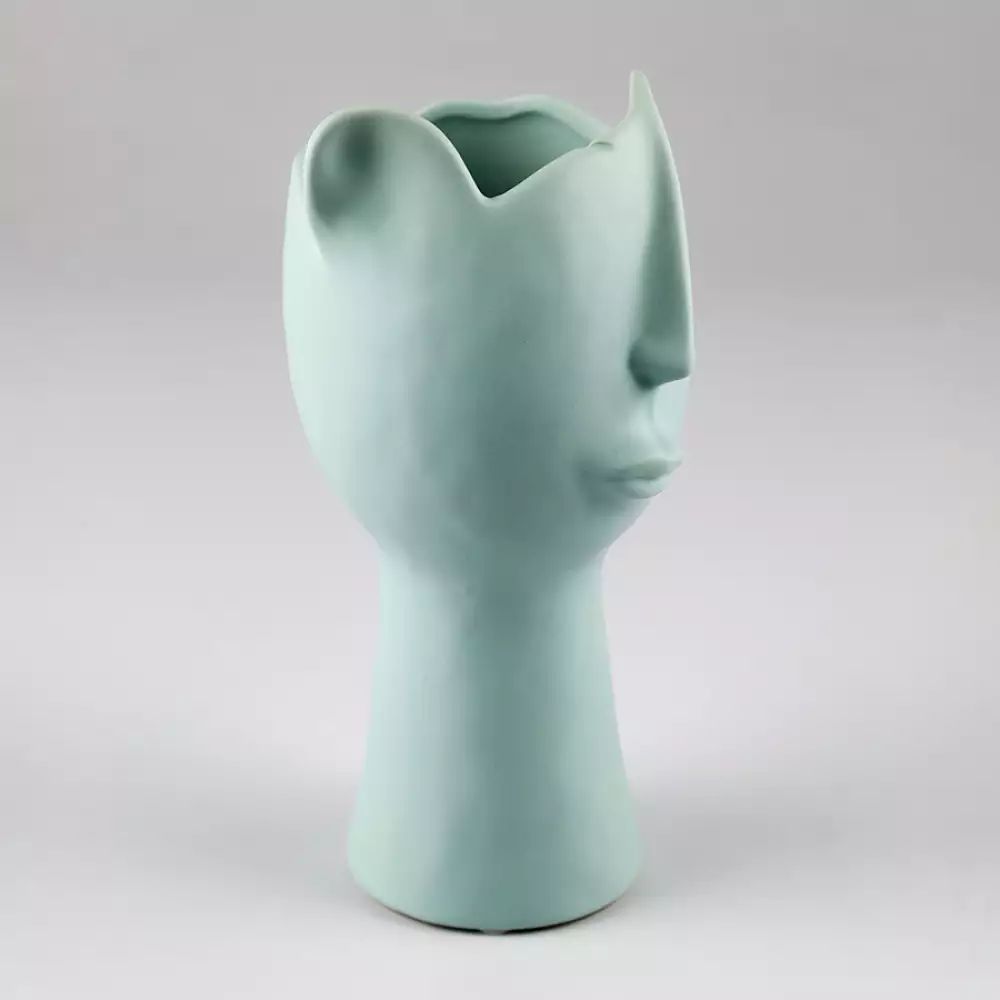 Florero Concepts Jade Collection Cara 11X22Cm Azul 100% Ceramica