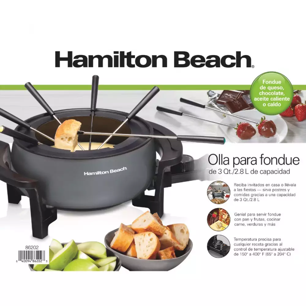 Fondue Hamilton Beach Gris 3 Lt 400 W Acero Inoxidable 86202