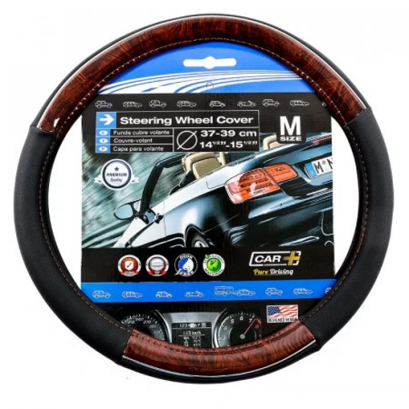 Forro De Timón Car+ Chrome P505171-Negro Con Café