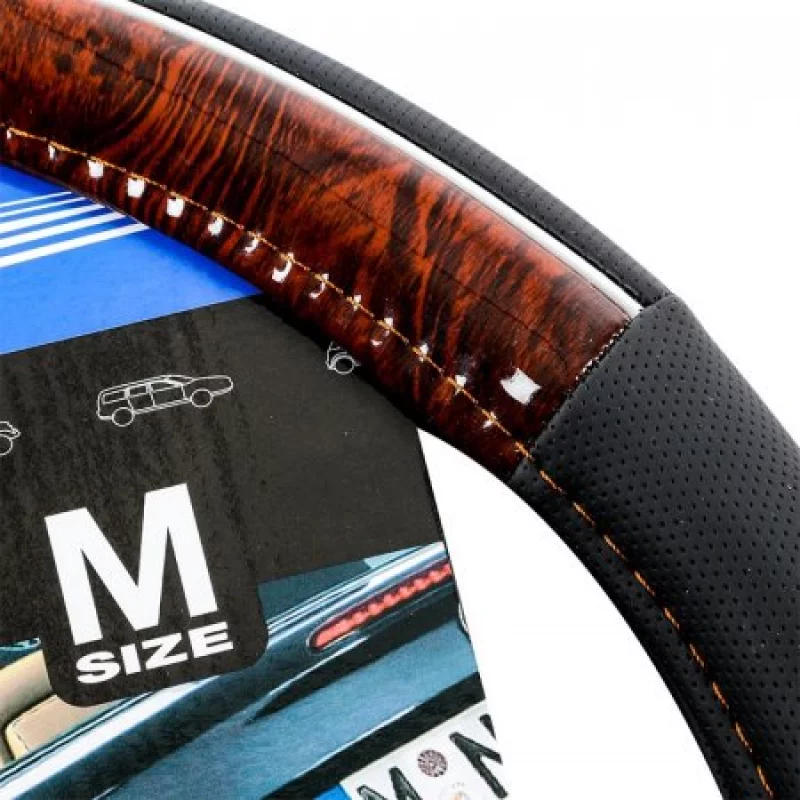 Forro De Timón Car+ Chrome P505171-Negro Con Café