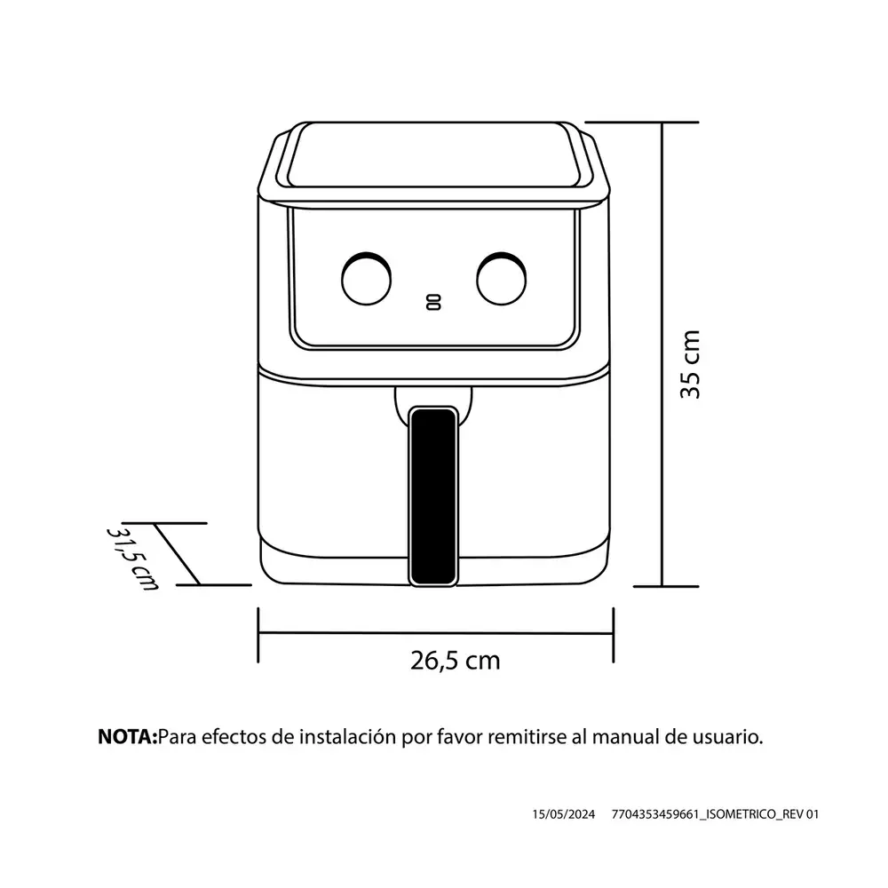 Freidora Aire Haceb Negro 6 Lt 1500 W 9003162