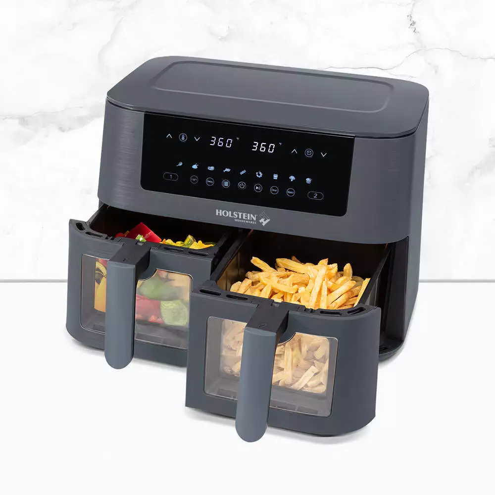 Freidora Doble Holstein Negro 8 Lt 1600 W Hh-09114021Dg