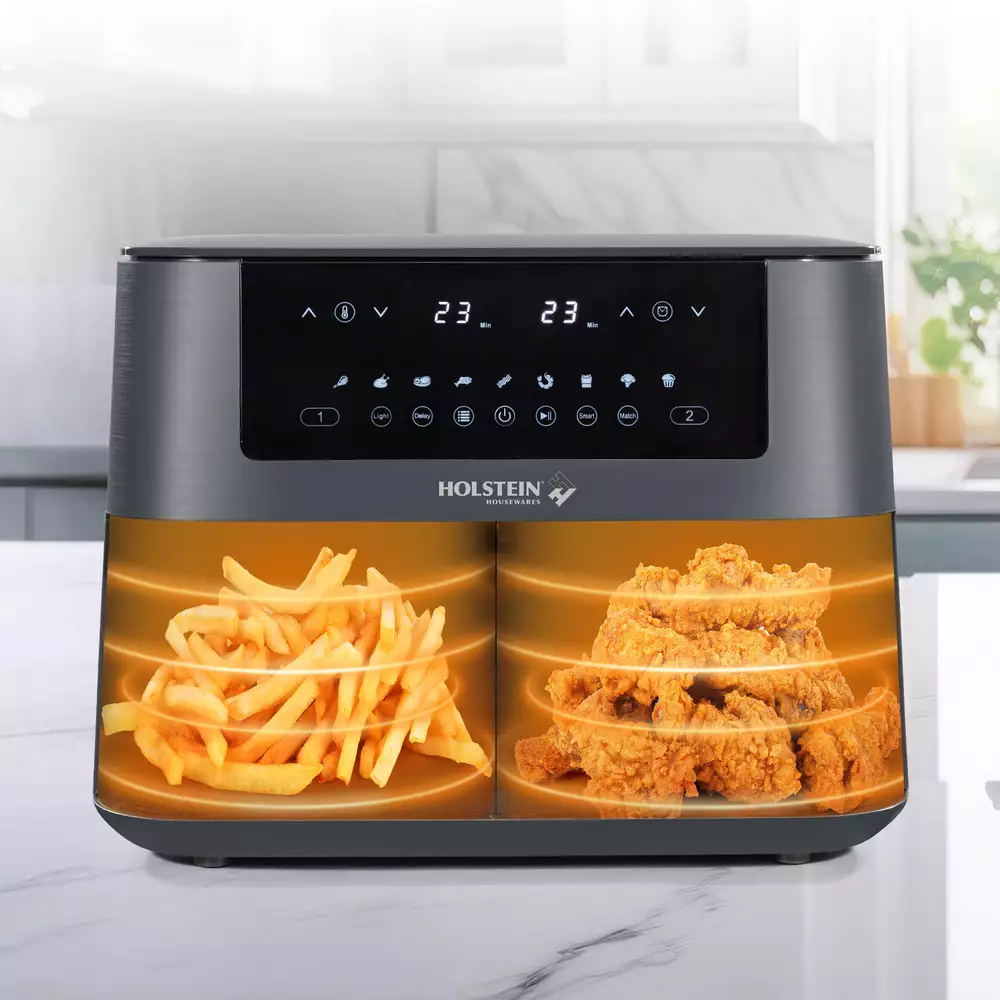 Freidora Doble Holstein Negro 8 Lt 1600 W Hh-09114021Dg