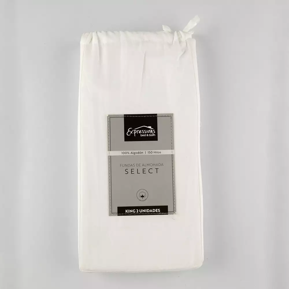 Funda Almohada Expressions Set 150H 48X90Cm Blanco 2 Ud 100% Al