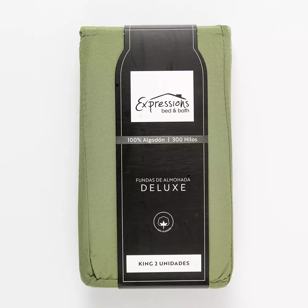 Fundas De Almohada Expressions 50X90Cm Verde Algodon