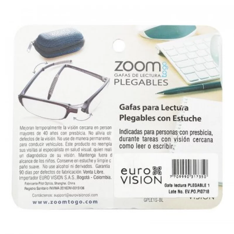 Gafas Zoom De Lectura + Funda-Negro Con Azul